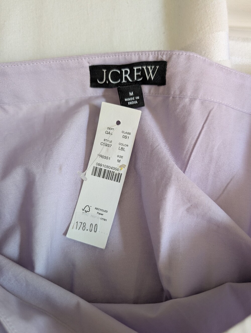J Crew Smocked eyelet-hem dress CS937 in cotton poplin Size M NEW Lavender - Picture 5 of 6
